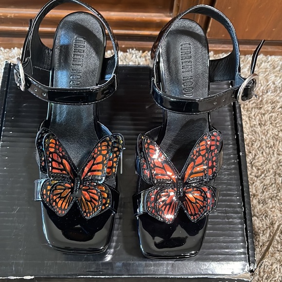 Patent Leather Platform Butterfly Heels 